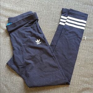 Adidas Navy Leggings with White Stripes